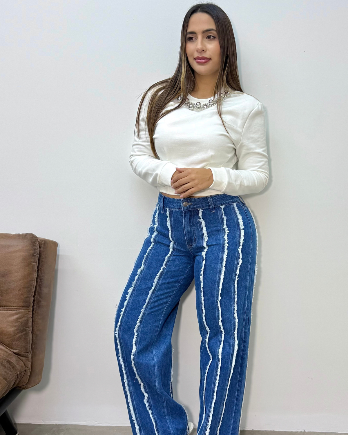 CELLO DENIM RECTO LINEA FLECOS