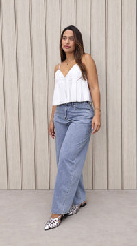 BLUSA TIRAS DETALLE BORDE BLANCO