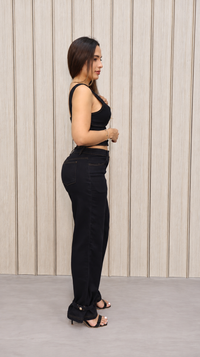 SET MARGOT DENIM NEGRO CROP TOP