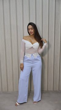 PANTALON CELESTE PRETINA BRILLOS