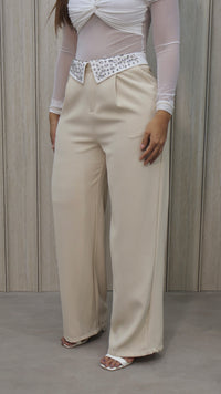 PANTALON BEIGE PRETINA BRILLOS