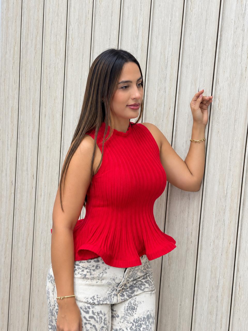 BLUSA PEPPLUM HILO ROJO