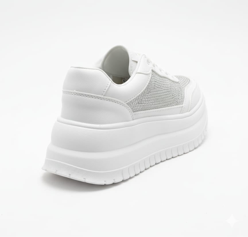 NA861BLA TENIS PLATAFORMA BLANCO CON BRILLOS