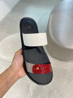 Ref. MJFEROJ SANDALIA PLANA ROJO BLANCO