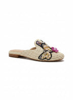 BA375YUT MULE DENIN FLOR TEJIDA COLORES