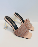 VAL404NUD SANDALIA DE TACON EN TIRAS DE PIEDRAS NUDE