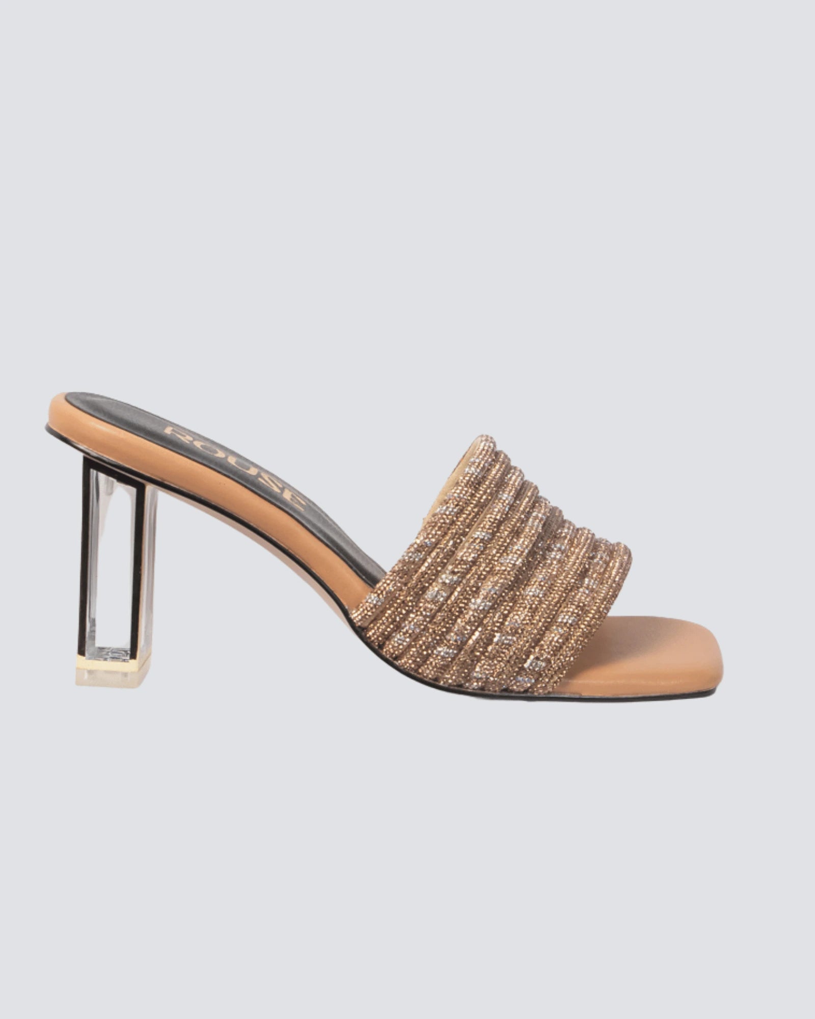 VAL404MIE SANDALIA DE TACON EN TIRAS DE PIEDRAS MIEL