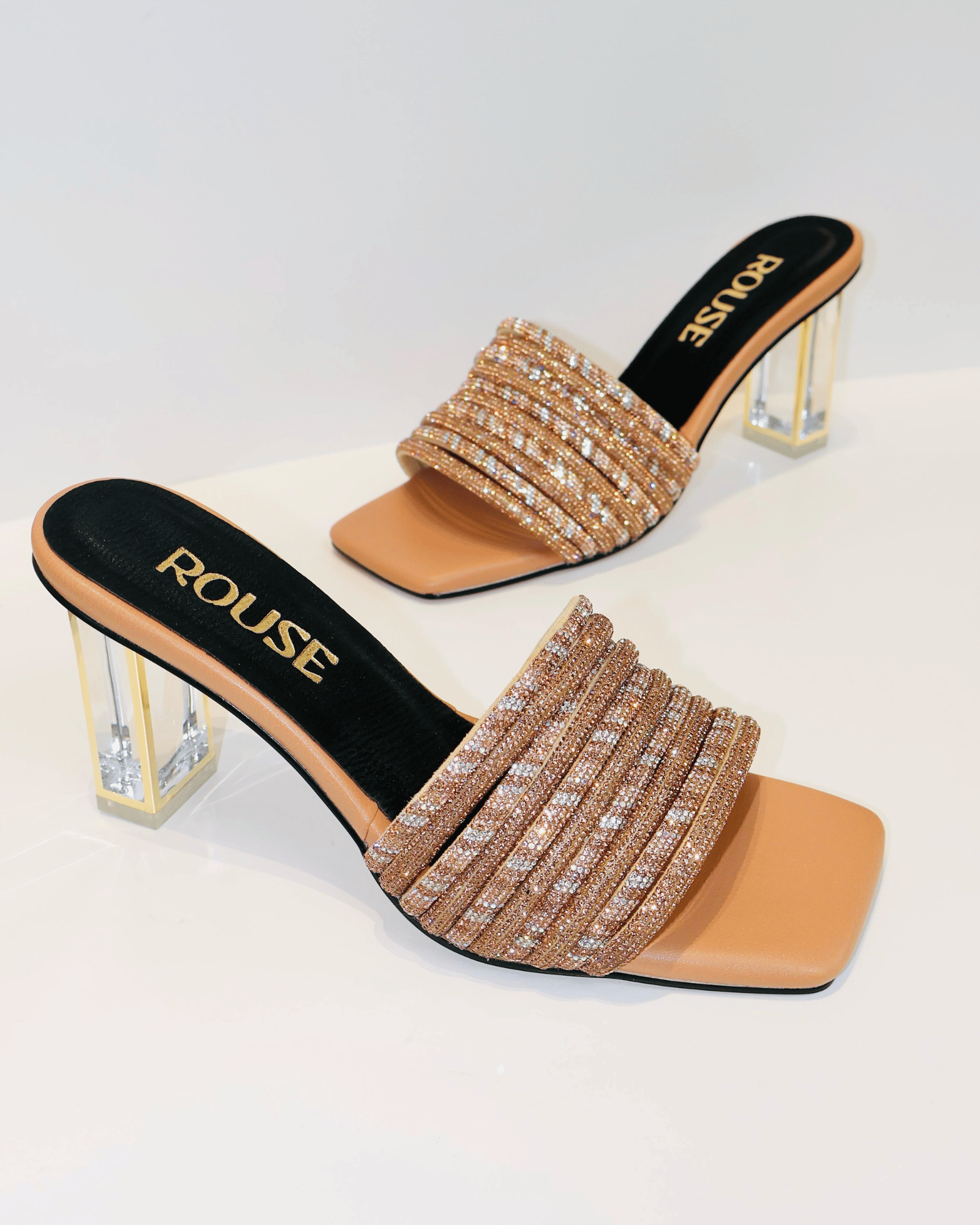 VAL404MIE SANDALIA DE TACON EN TIRAS DE PIEDRAS MIEL