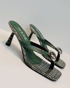 VAL408VER SANDALIA DE TACON PIEDRAS VERDE