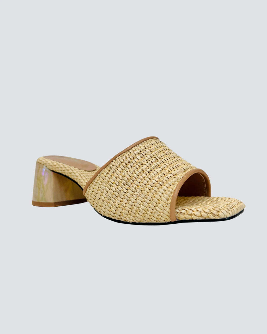 SANDALIA TACON TAUPE TEJIDO ESTILO CHIC