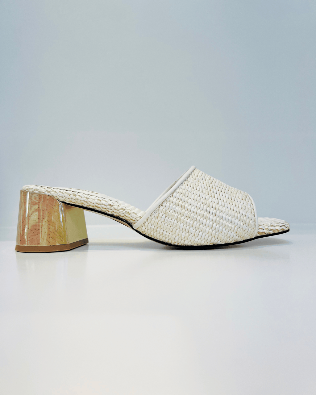 SANDALIA TACON TALCO TEJIDO ESTILO CHIC