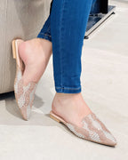 VAL413NUD MULE NUDE BRILLANTE CON PERLAS