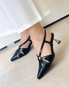 VAL414NEG TACON NEGRO DORADO BRILLOS