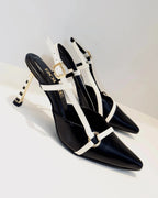 VAL415NEG TACON STILETO TACON  EN LINEA NEGRO BLANCO