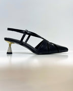 VAL414NEG TACON NEGRO DORADO BRILLOS