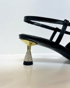 VAL414NEG TACON NEGRO DORADO BRILLOS