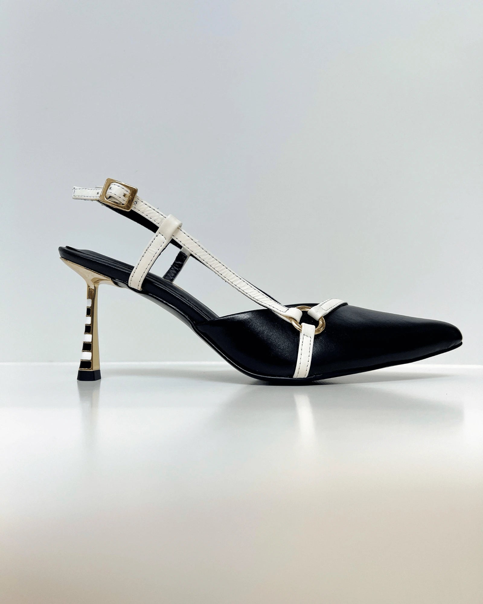 VAL415NEG TACON STILETO TACON  EN LINEA NEGRO BLANCO