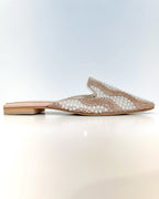 VAL413NUD MULE NUDE BRILLANTE CON PERLAS