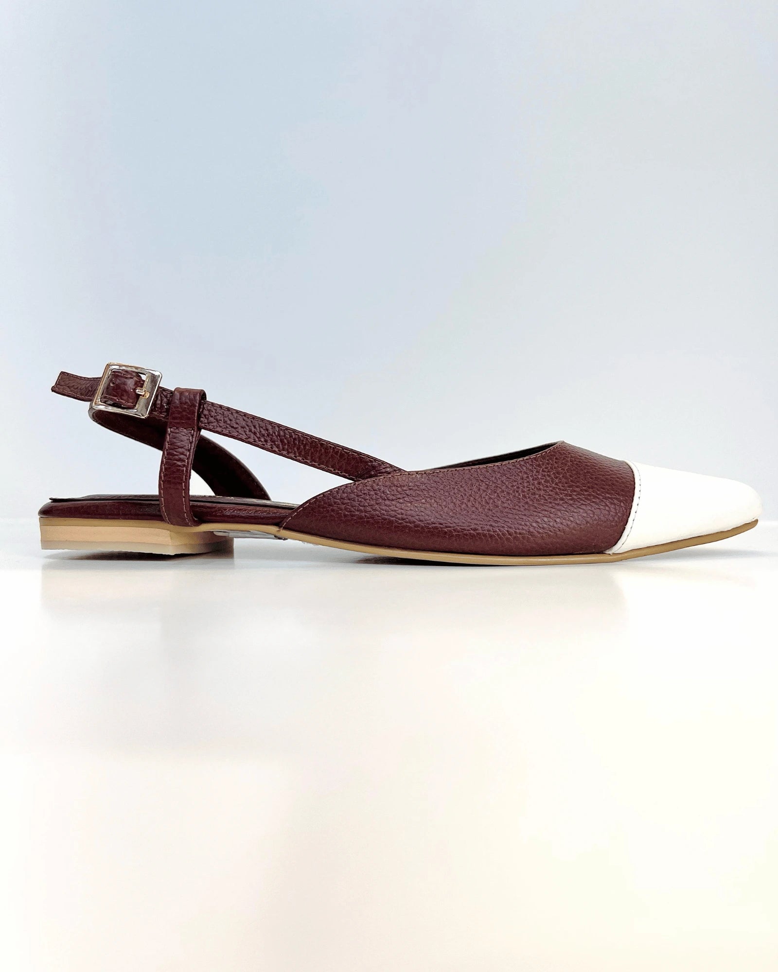 BALETA EN CUERO CHOCOLATE TALCO