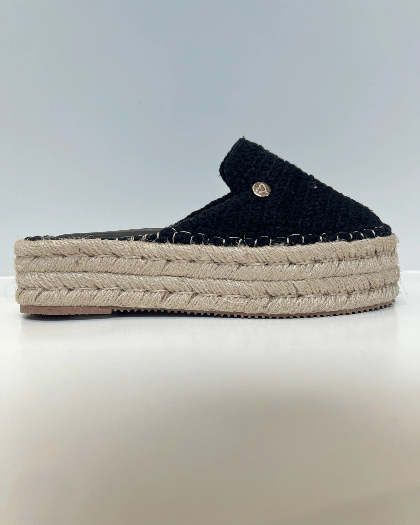 MULE PLATAFORMA TEJIDO NEGRO