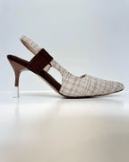 VAL411BEI TACON SLINGBACK EN TEXTURA TWEED CONTRASTE EN GAMUZA CAFE