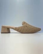 MULE TEJIDO TACON CUADRADO TAUPE