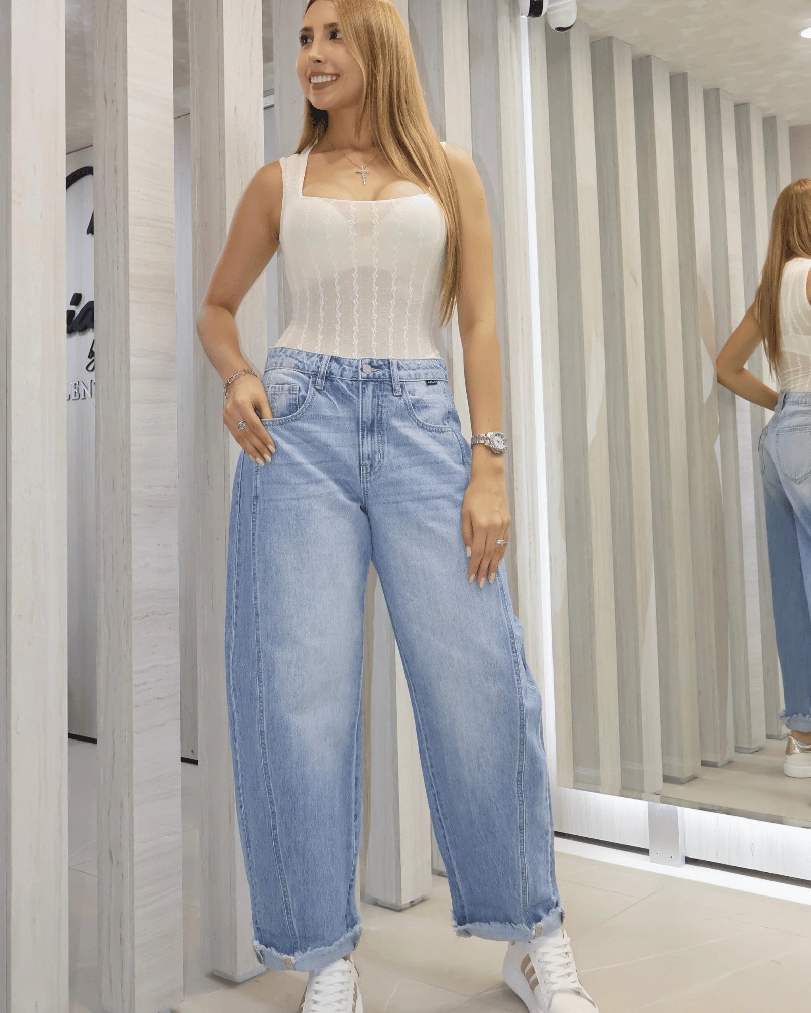 DENIM RELAXED FIT TIRO ALTO