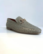 MOCASIN EN CUERO CALADO PISTACHO