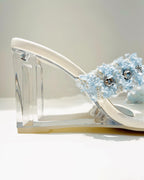 PLATAFORMA TACON CRISTAL APLIQUE CELESTE BORDADO