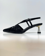 VAL414NEG TACON NEGRO DORADO BRILLOS