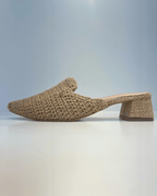 MULE TEJIDO TACON CUADRADO TAUPE