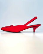 VAL367ROJ TACON SLINGBACK EN SEDA ROJO