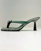 VAL408VER SANDALIA DE TACON PIEDRAS VERDE