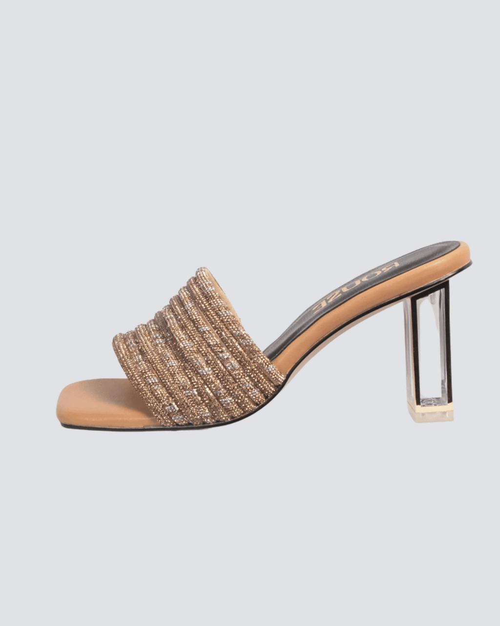 VAL404MIE SANDALIA DE TACON EN TIRAS DE PIEDRAS MIEL