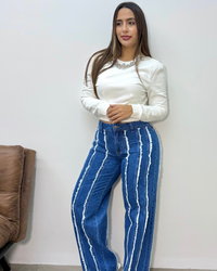 CELLO DENIM RECTO LINEA FLECOS