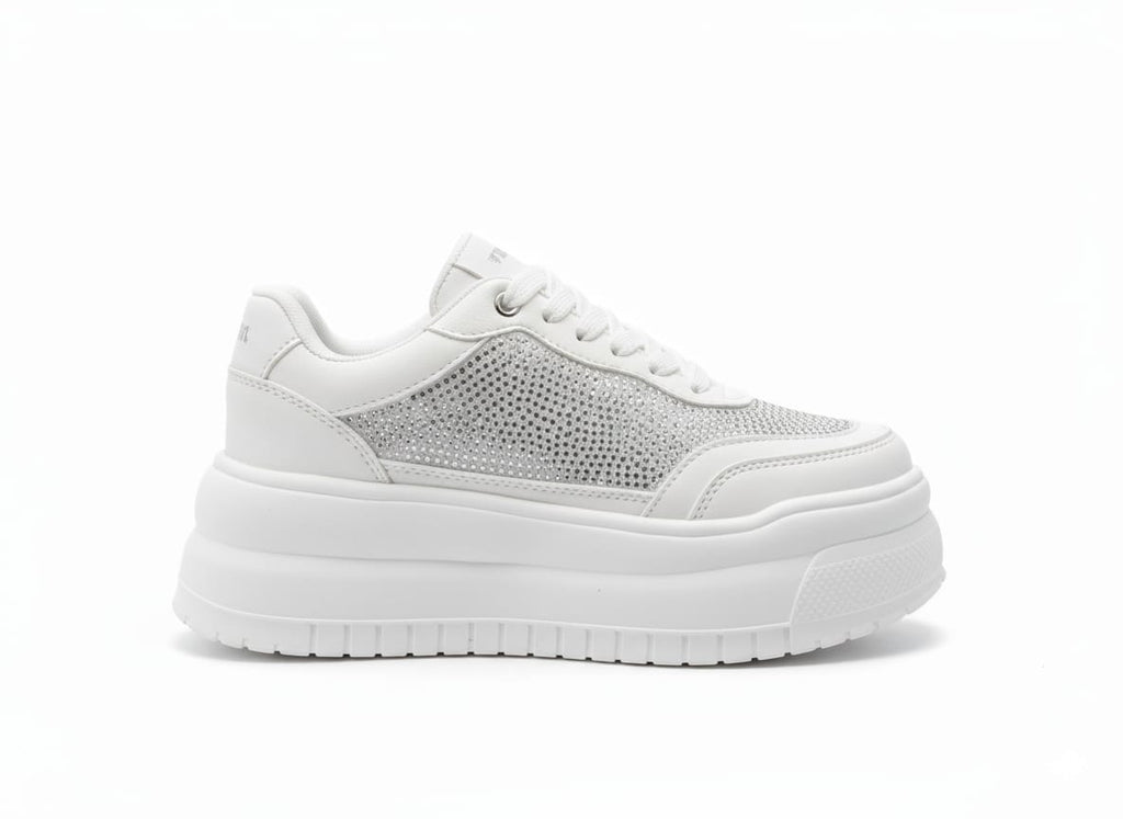 NA861BLA TENIS PLATAFORMA BLANCO CON BRILLOS