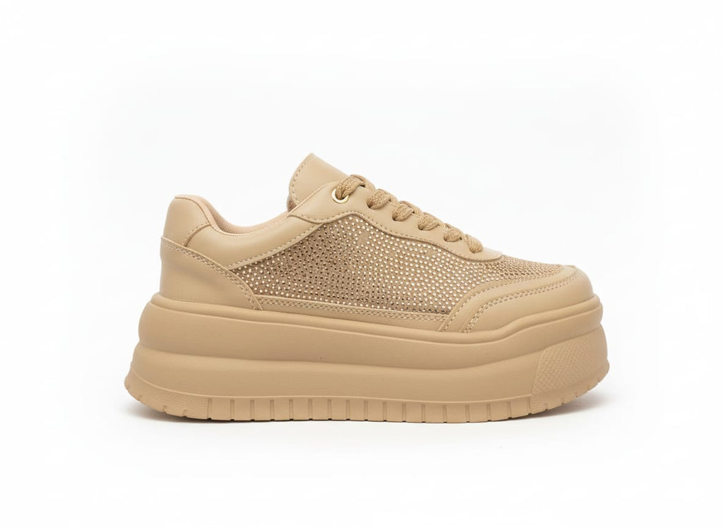 NA861CAM TENIS PLATAFORMA CAFE CON BRILLOS