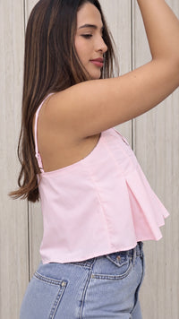 BLUSA TIRAS DETALLE BORDE ROSADO