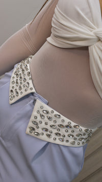 PANTALON CELESTE PRETINA BRILLOS