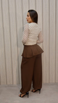 PANT IMPERA PEPLUM BROWN