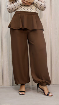 PANT IMPERA PEPLUM BROWN