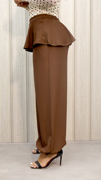 PANT IMPERA PEPLUM BROWN