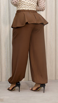 PANT IMPERA PEPLUM BROWN