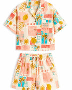 BY OPULENZA SET SHORT POPELINA ESTAMPADO ROSA