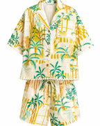 BY OPULENZA SET SHORT POPELINA ESTAMPADO VERDE